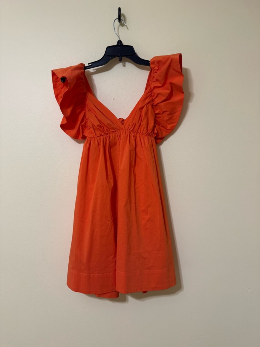 Ruffled V-Neck Mini Dress in Bright Orange